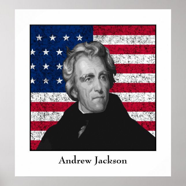 Affiche Andrew Jackson et le drapeau américain (Devant)