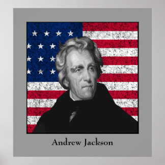 Affiche Andrew Jackson et le drapeau américain