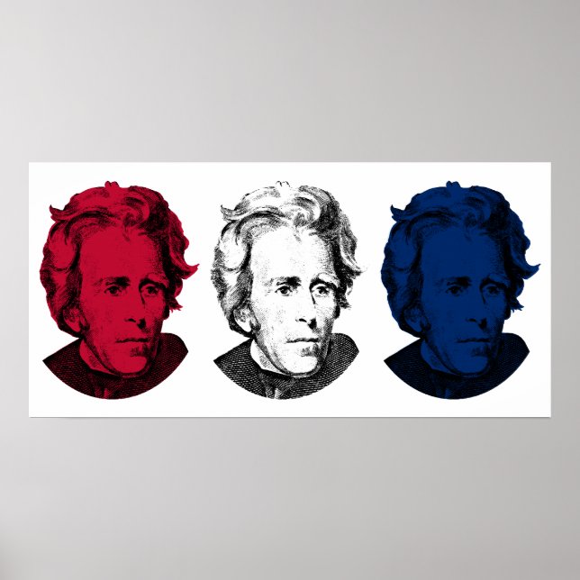 Affiche Andrew Jackson Rouge, blanc et bleu (Devant)