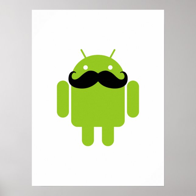 Affiche Android Robot Black Mustache Graphisme (Devant)