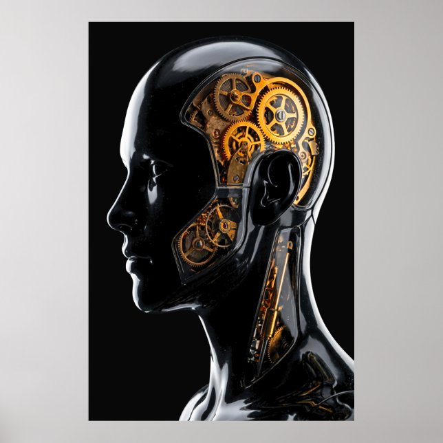 Affiche Android Sci-Fi Horlogerie Cinématique Dorée (Devant)