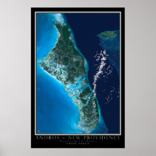 Affiche Andros Island Bahamas De L'Art Spatial Satellite