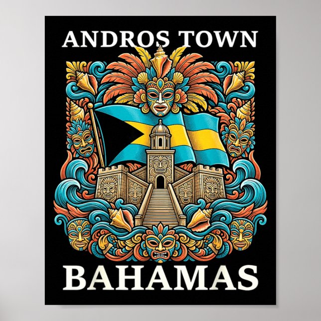 Affiche Andros Town Bahamas Île de vacances Voyage (Devant)