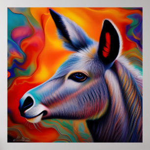 Affiche Âne aux yeux bleus