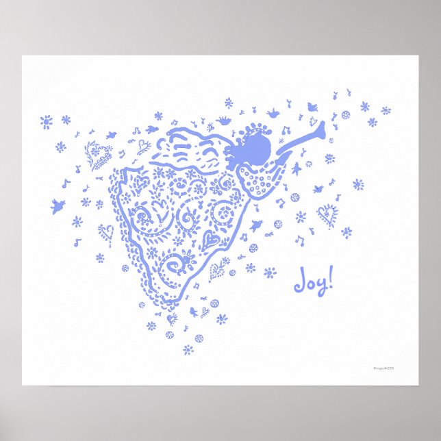 Affiche Ange à la trompette bleu pâle (Devant)