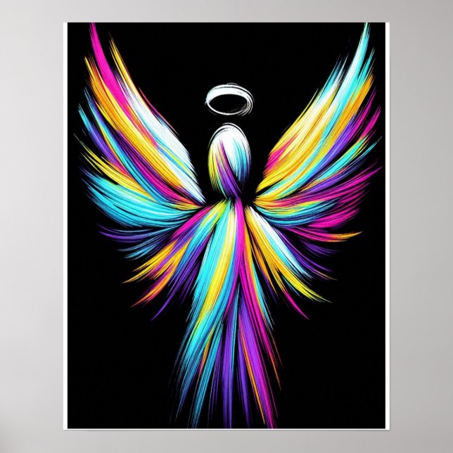 Affiche Ange Abstrait Dans une Palette de Couleurs (Devant)