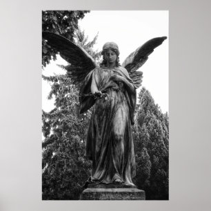 Affiche Ange Avec Ailes Étalées Tenant Une Fleur