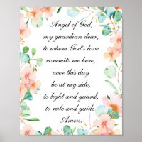 Ange de Dieu Gardien Ange Prière Pastel Floral