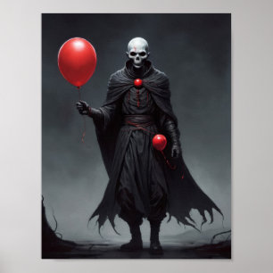 Affiche ange de la mort venu avec des ballons rouges