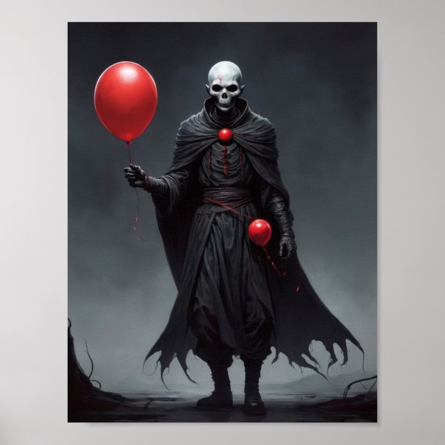 Affiche ange de la mort venu avec des ballons rouges (Devant)