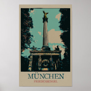 Affiche Ange de la Paix monument, Munich, Allemagne