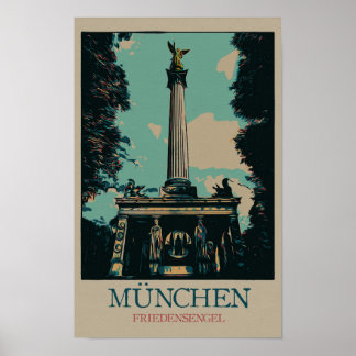Affiche Ange de la Paix monument, Munich, Allemagne