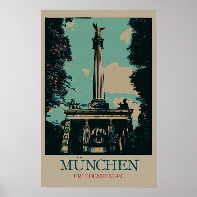 Affiche Ange de la Paix monument, Munich, Allemagne (Devant)