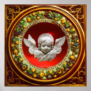 AFFICHE ANGE DE LA RENAISSANCE FLORENTINE AVEC COURONNE FL