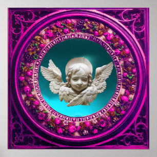 AFFICHE ANGE DE LA RENAISSANCE FLORENTINE AVEC COURONNE FL