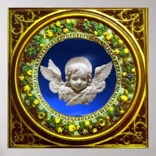 AFFICHE ANGE DE LA RENAISSANCE FLORENTINE AVEC COURONNE FL
