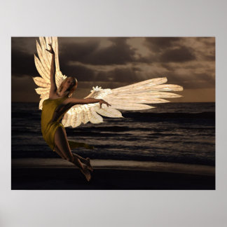 Affiche Ange du coucher de soleil d'or