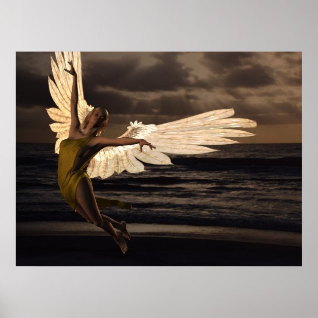 Affiche Ange du coucher de soleil d'or (Devant)