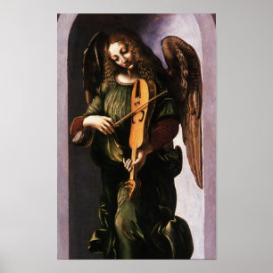 Affiche Ange en vert avec une vielle de Léonard de Vinci
