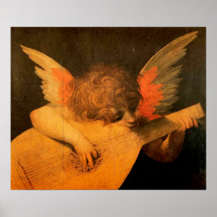 Affiche ange musicien jeu lute par Rosso Fiorentino