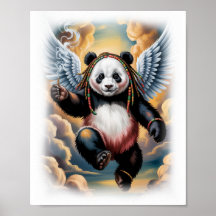 Ange Panda Jamaïcain Coloré sur Fond Blanc