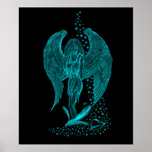 Affiche Ange , perdu dans l'Amour , Design noir et vert