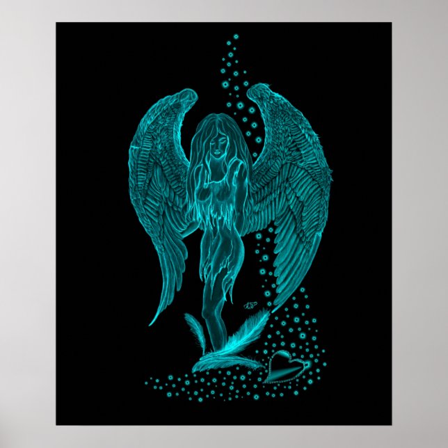 Affiche Ange , perdu dans l'Amour , Design noir et vert (Devant)
