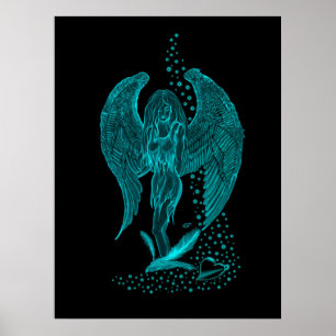 Affiche Ange , perdu dans l'Amour , Design noir et vert