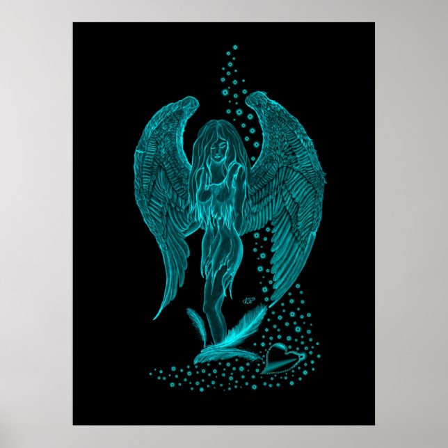 Affiche Ange , perdu dans l'Amour , Design noir et vert (Devant)