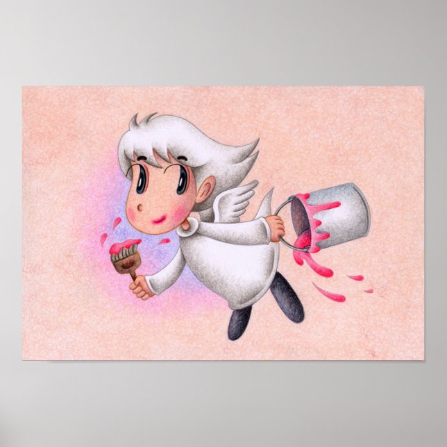 Affiche Ange qui peint le monde en rose. (Devant)