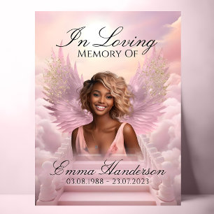 Affiche Ange rose ailes signe de bienvenue