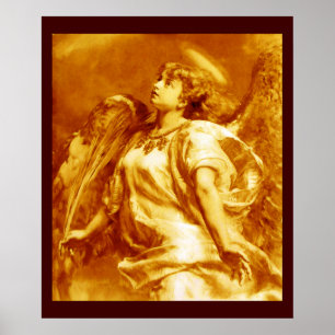 AFFICHE ANGE SÉDUCTEUR AVEC PLUME EN JAUNE OR BLANC