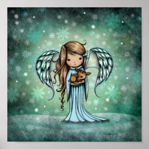 Affiche Ange tenant un faon illustration artistique