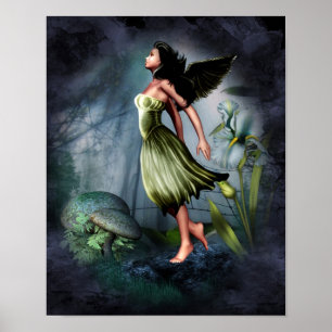 Affiche Ange vert de jardin