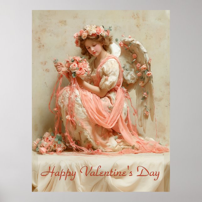 Affiche  Ange Vintage de Roses Saint-Valentin (Devant)
