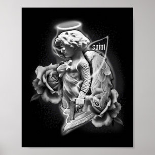 Affiche Ange X Saint X Tatouage Rose