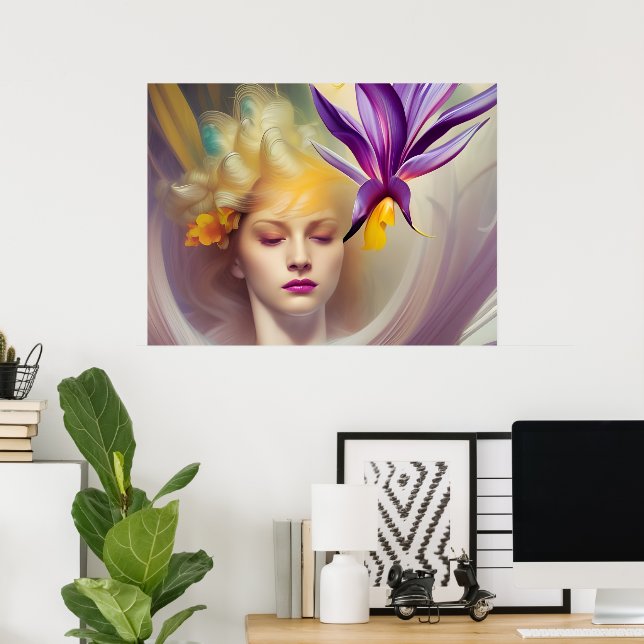 Affiche Angel avec orchidée (Bureau à domicile)