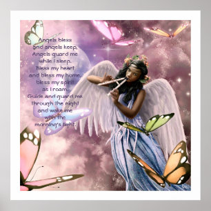 Affiche Angel avec papillons Peinture sur papier d'art per