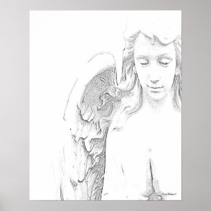 Affiche Angel Black White ailes Spirituel Mur Art