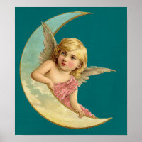 Angel dans une image vintage lune croissant