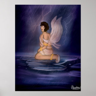 Affiche Angel dark blue wall art