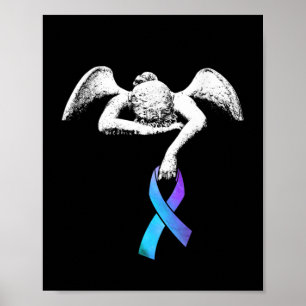 Affiche Angel détient Turquoise Ribbon Prévention du suici