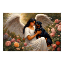 Angel Dog Art vintage Rottweiler