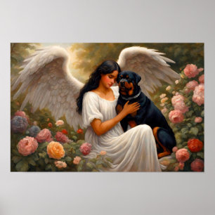 Affiche Angel Dog Art vintage Rottweiler