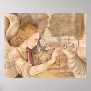 Affiche Angel doigts et chat Leonardo da Vinci
