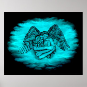 Affiche Angel Eros en amour, design noir et vert