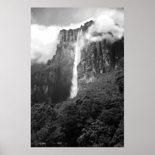 Affiche Angel Falls en noir et blanc