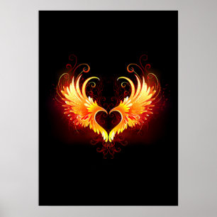 Affiche Angel Fire Heart with Wings