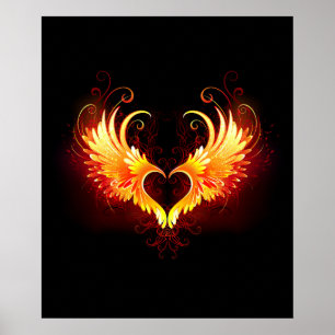 Affiche Angel Fire Heart with Wings