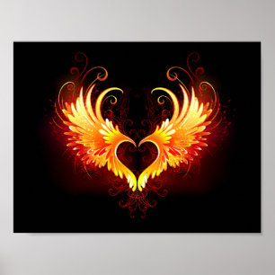 Affiche Angel Fire Heart with Wings